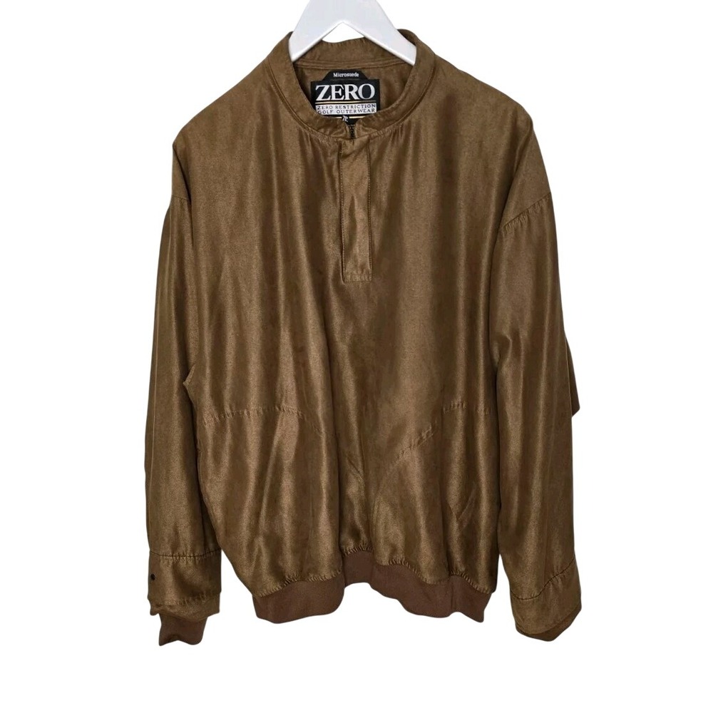 Zero Restriction Mens Golf Pullover Jacket Large Brown Performance‎ Microsuede